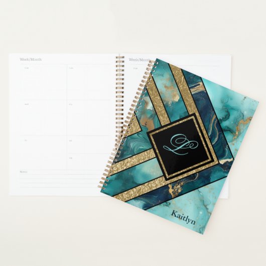 Unieke Moderne Teal Gouden Geometrisch Planner (Display)