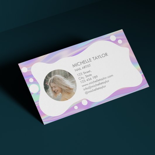 Unieke moderne trendy holografische make-up arties visitekaartje