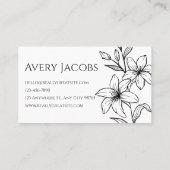 Unieke Moderne Zwart-Wit Boho Bloemen Visitekaartje (Achterkant)