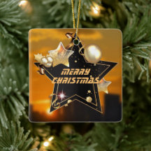 Unieke moderne zwarte gouden metalen sterren Kerst