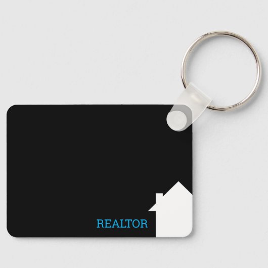 Unieke moderne zwarte makelaar voor onroerend goed sleutelhanger (Voorkant)