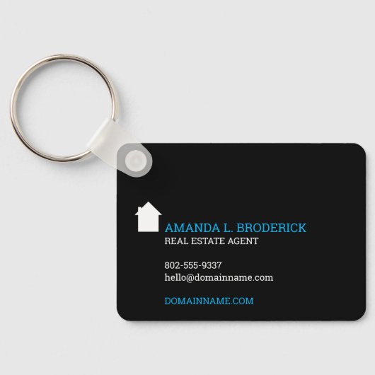 Unieke moderne zwarte makelaar voor onroerend goed sleutelhanger (Achterkant)