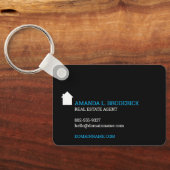 Unieke moderne zwarte makelaar voor onroerend goed sleutelhanger (Achterkant)