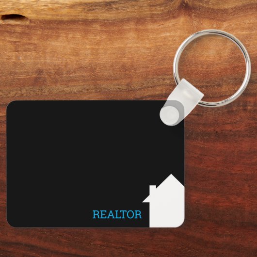 Unieke moderne zwarte makelaar voor onroerend goed sleutelhanger (Voorkant)