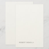 Unieke moderne zwarte-wit naam minimalistisch briefpapier (Voorkant / Achterkant)