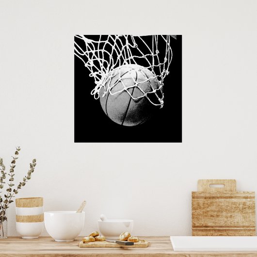 Unieke, moderne zwarte witte Basketball Print Post (Keuken)