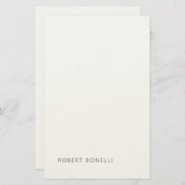 Unieke moderne zwarte witte naam minimalistisch briefpapier (Voorkant / Achterkant)