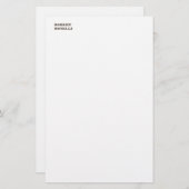Unieke moderne zwarte witte naam minimalistisch briefpapier (Voorkant / Achterkant)