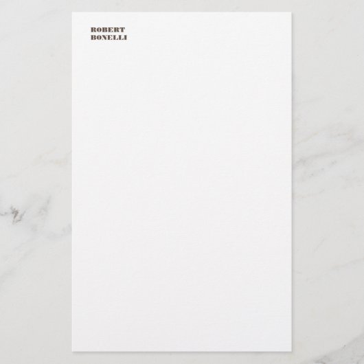 Unieke moderne zwarte witte naam minimalistisch briefpapier (Voorkant)