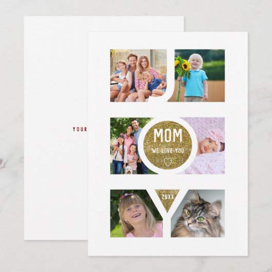 Unieke Moederdag Groeten Familie Foto's Feestdagenkaart (Voorkant / Achterkant)