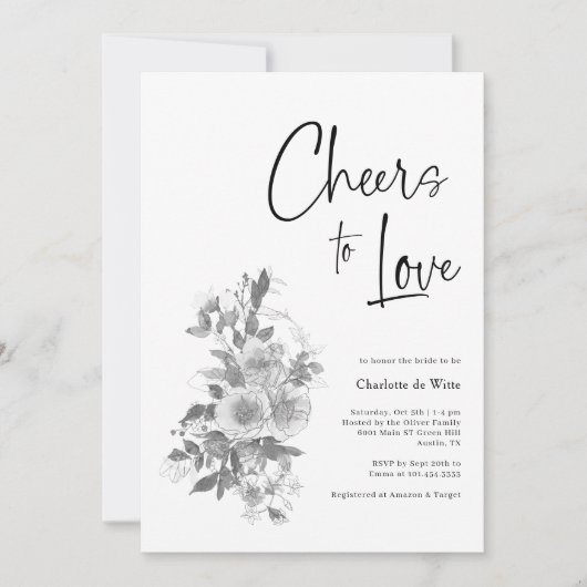 Unieke Monochrome Witte Bruidsdouche Uitnodiging (Voorkant)