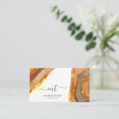 Unieke monogram Abstract Boho Terracotta Gold Visitekaartje (Staand voorkant)