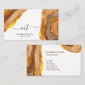 Unieke monogram Abstract Boho Terracotta Gold Visitekaartje (Voorkant / Achterkant)