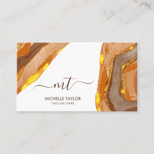 Unieke monogram Abstract Boho Terracotta Gold Visitekaartje (Voorkant)