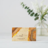 Unieke monogram Abstract Boho Terracotta Gold Visitekaartje (Staand voorkant)