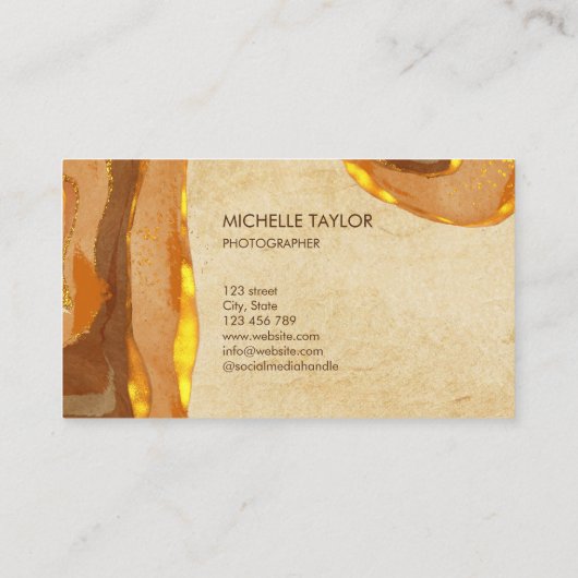 Unieke monogram Abstract Boho Terracotta Gold Visitekaartje (Achterkant)