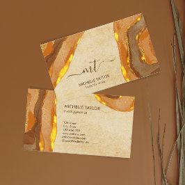 Unieke monogram Abstract Boho Terracotta Gold Visitekaartje