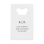 Unieke monogram foto Sla de datum op Creditkaart Flessenopener (Voorkant)