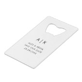 Unieke monogram foto Sla de datum op Creditkaart Flessenopener (Voorkant Gekanteld)