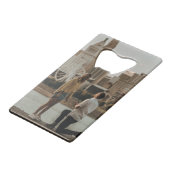 Unieke monogram foto Sla de datum op Creditkaart Flessenopener (Achterkant Gekanteld)