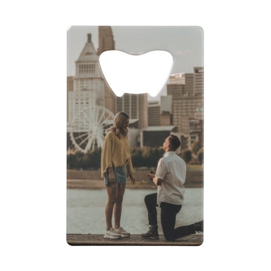 Unieke monogram foto Sla de datum op Creditkaart Flessenopener (Achterkant)