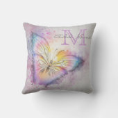 Unieke monogram kleurrijke vlindervlinder Waterver Kussen (Achterkant)