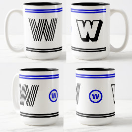 Unieke Monogram Koffiemok (Modern Initieel Cadeau) Tweekleurige Koffiemok