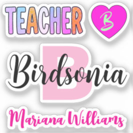 Unieke Monogram Lerarennaamstickers (voor Meisjes) Sticker