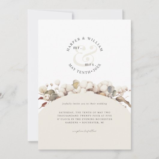 Unieke monogram moderne boho bruiloft kaart (Voorkant)