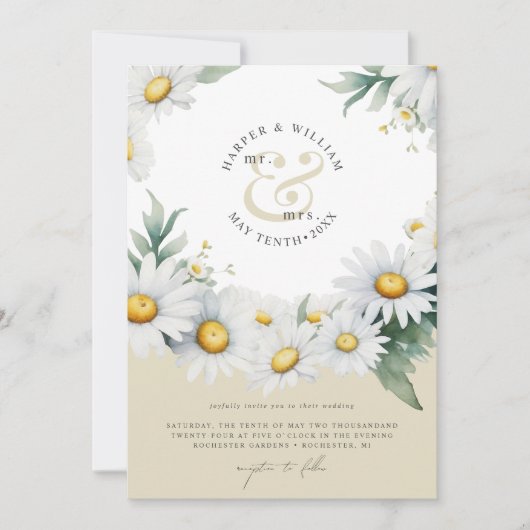 Unieke monogram moderne boho bruiloft kaart (Voorkant)