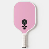 Unieke monogram naam roze wit pickleball paddle (Achterkant)