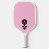 Unieke monogram naam roze wit pickleball paddle (Voorkant)