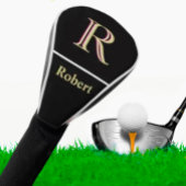 Unieke monogram naam zwart golfheadcover