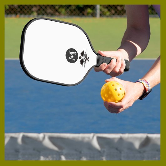 Unieke monogram naam zwart wit pickleball paddle