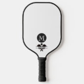 Unieke monogram naam zwart wit pickleball paddle (Voorkant)
