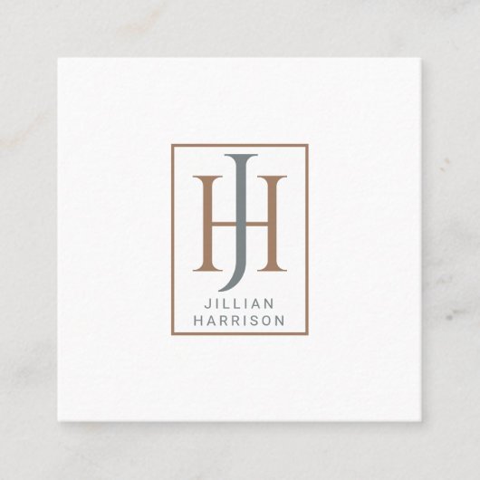 Unieke Monogram Typografische Logo Belkaart Vierkante Visitekaartje (Voorkant)