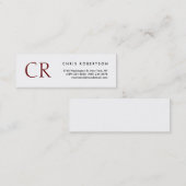 Unieke Monogram White Professional-minimalist Mini Visitekaartje (Voorkant / Achterkant)