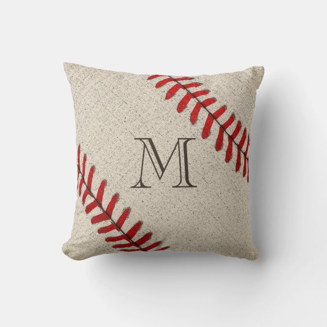 Unieke Monogrammen Baseball Gifts voor papa Kussen (Voorkant)