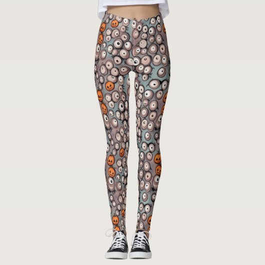 Unieke Monster Oogbollen Patroon Doodles Leggings (Voorkant)