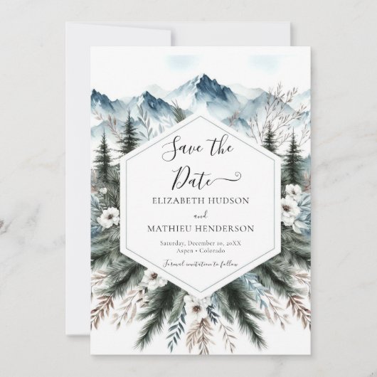 Unieke mooie berg bruiloft save the date (Voorkant)