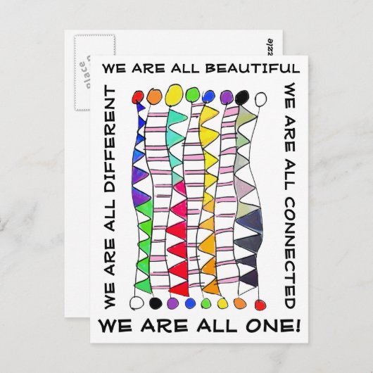 Unieke, mooie en unieke gevierde diversiteit briefkaart (Voorkant / Achterkant)