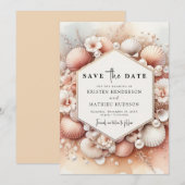 Unieke mooie strand bruiloft save the date (Voorkant / Achterkant)