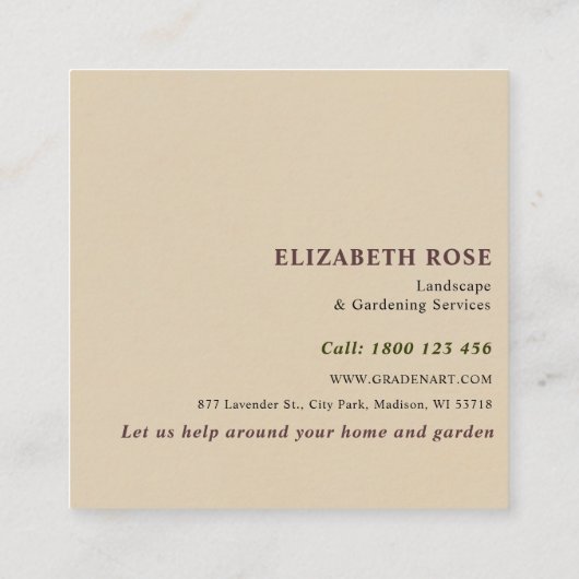 Unieke mooie  tuinman tuinieren vierkante visitekaartje (Achterkant)