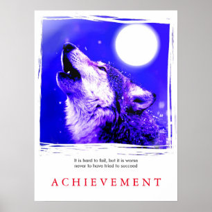 Unieke Motivatie Howling Wolf Poster afdrukken