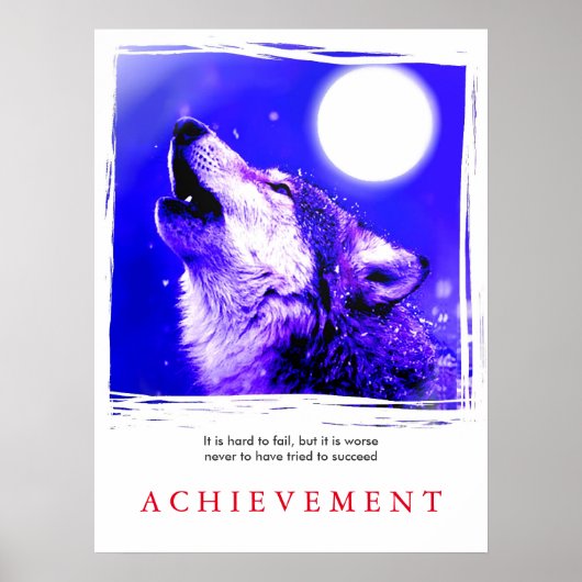Unieke Motivatie Howling Wolf Poster afdrukken (Voorkant)