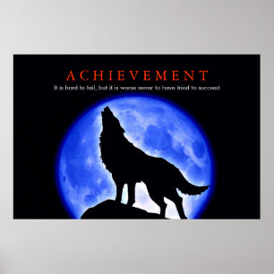 Unieke Motivatie Wolf Howling Poster afdrukken