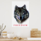 Unieke Motiverende Vrijheid Wolf Deur Poster (Keuken)