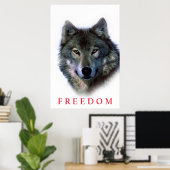 Unieke Motiverende Vrijheid Wolf Deur Poster (Thuiskantoor)