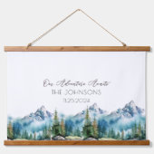 Unieke Mountain Alternative Wedding Guest Book Hangend Wandkleed (Voorkant)