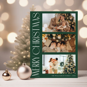 Unieke multi foto rode vrolijke kerstkaart